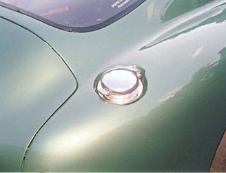 Aston Martin Zagato clone gas tank flap detail.